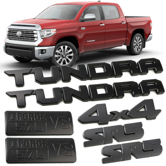 2014 - 2021 Tundra BlackOut Emblem Overlay Kit  & Black Tail Gate Insert Emblem  8pc kit Auto Proo Parts